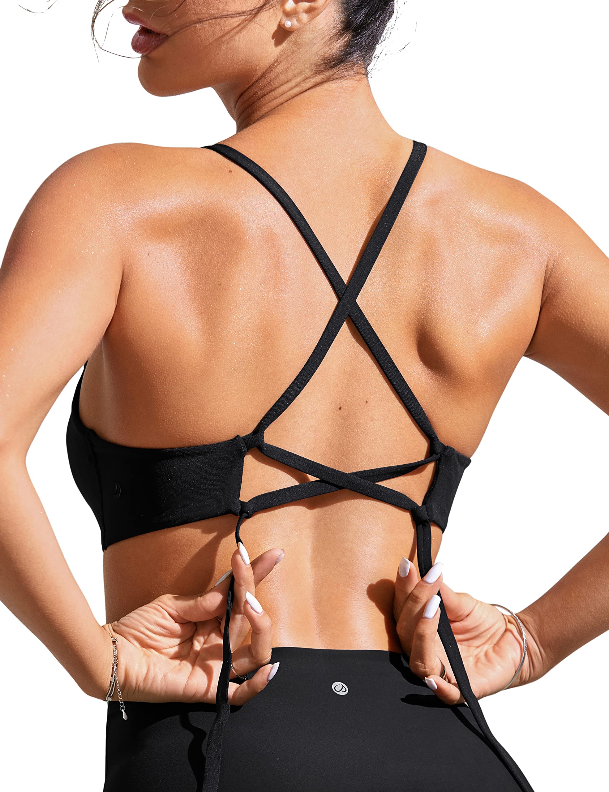 CRZ YOGA Sujetador Deportivo de natación con Parte Superior de Bikini Cruzado con Cordones para Mujer