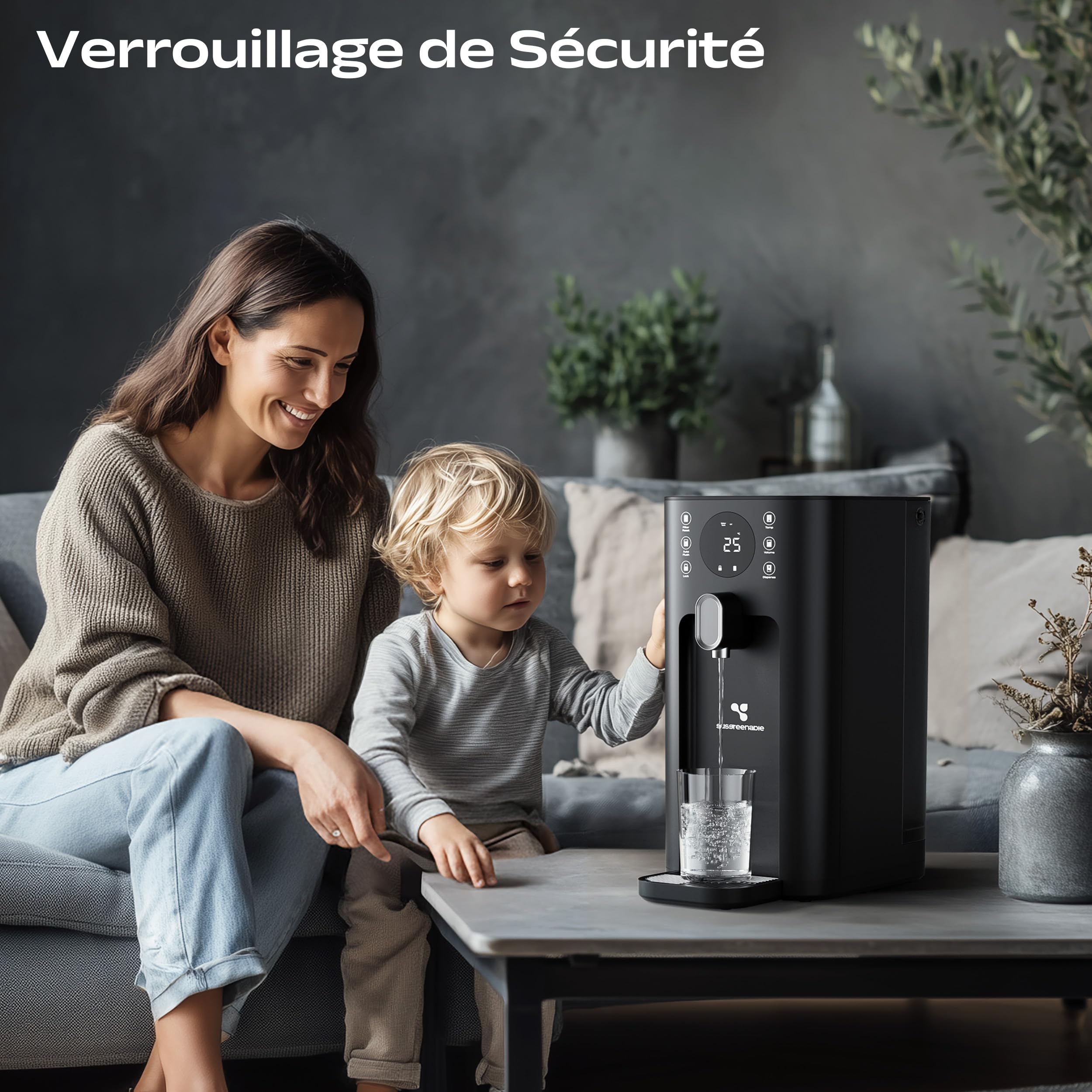 CIARRA X SusGreenable osmoseur à osmose inverse,Purificateur d’eau de table avec eau chaude instantanée, 4 températures, Filtre RO 5-en-1, Réservoir 4,3L, Affichage TDS, Sans installation