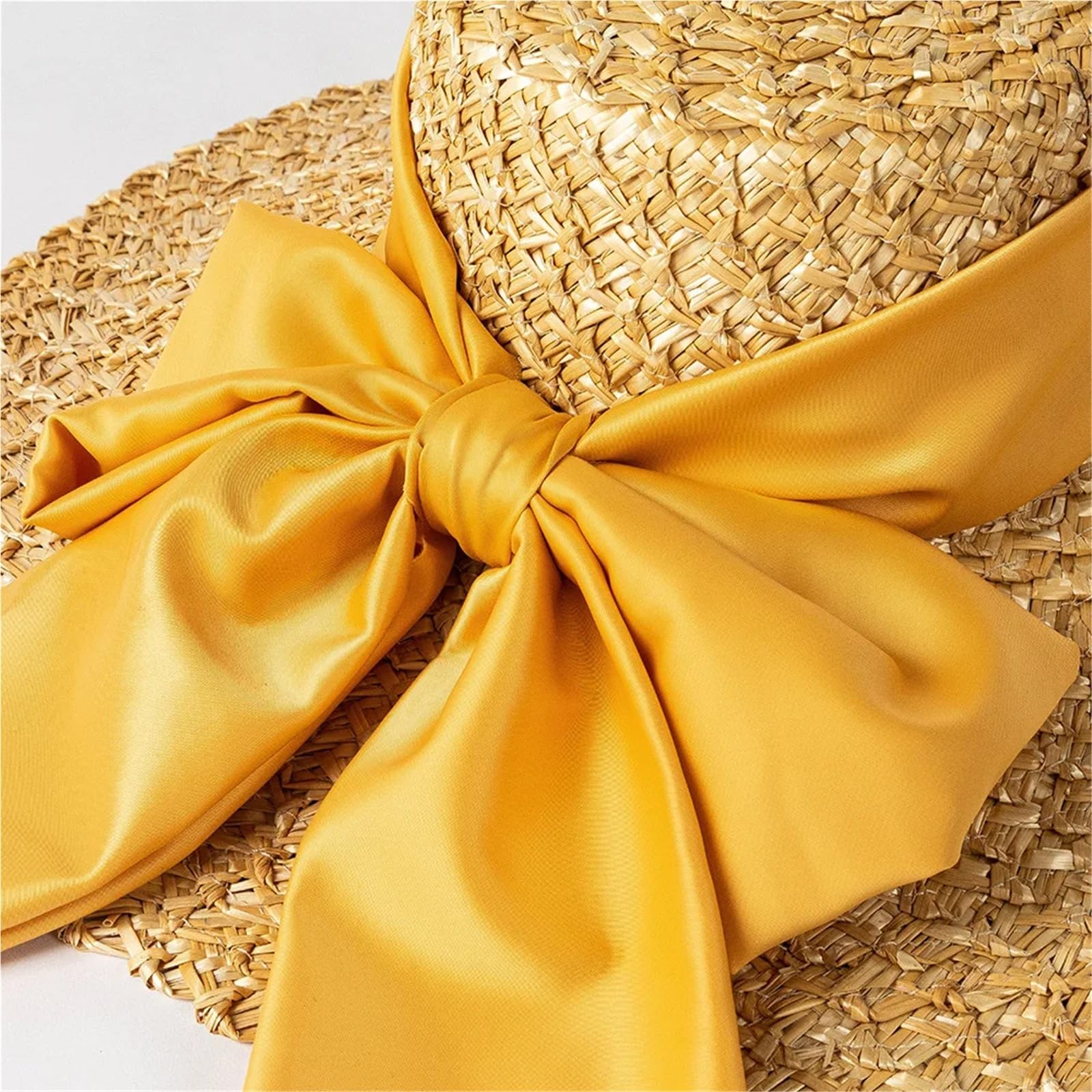 Sombrero De Paja Para Mujer Sombrero de paja pétalos tejido a mano, moda primavera y verano, con ala grande lazo for mujer, playa, sol al aire libre