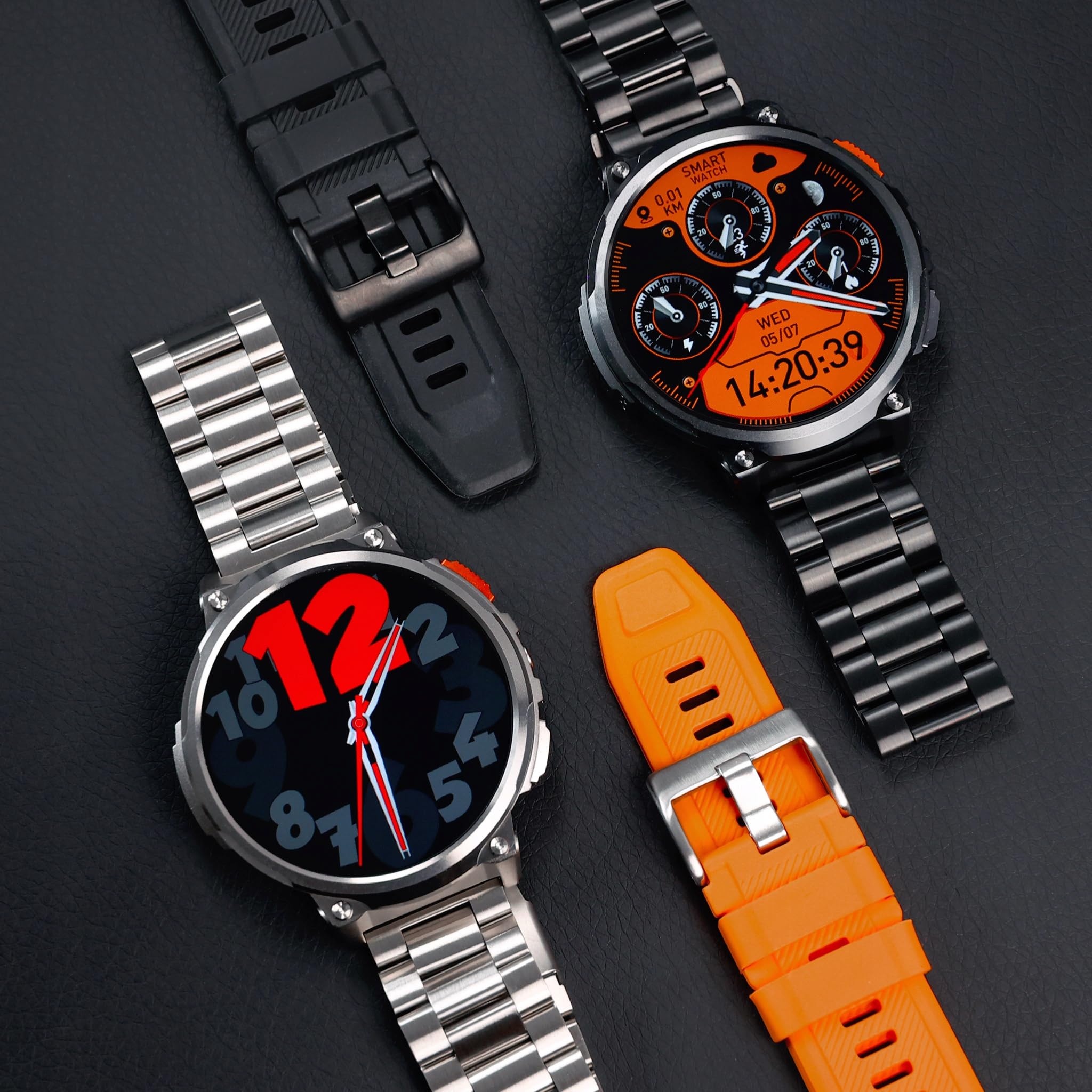 Smartwatch Męski Zegarek Menu PL Rozmowy Ciśnieniomierz 730mAh IP68 2 Paski