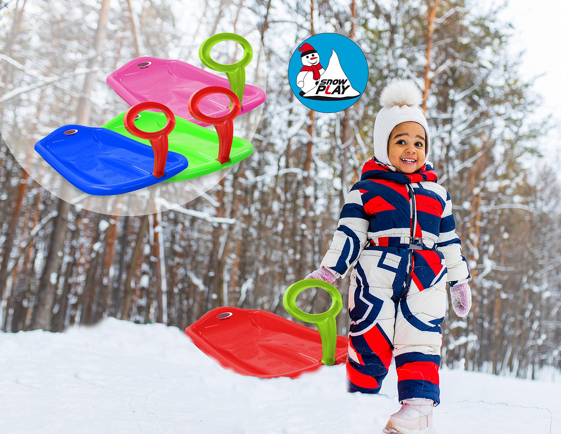 JAMARA 461131 Snow Play Bob Arrow 74 cm, manico in plastica, peso massimo: 50 kg, design aerodinamico, blu