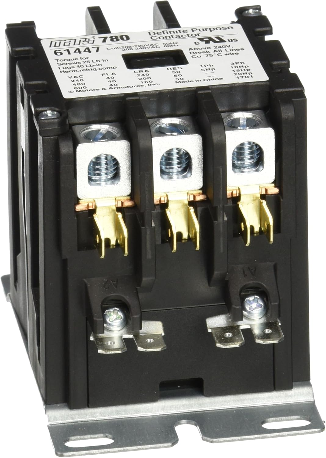 MARS - Motors & Armatures 61447 3P 40A 208-240V Box Lug Term Contactor