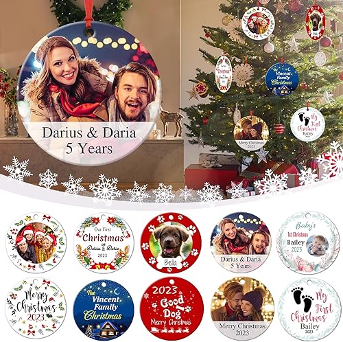 Miniatura 4 de Adornos de Navidad con fotos personalizadas, adornos personalizados de Navidad, decoración de árbol colgante personalizada, regalos de imagen para