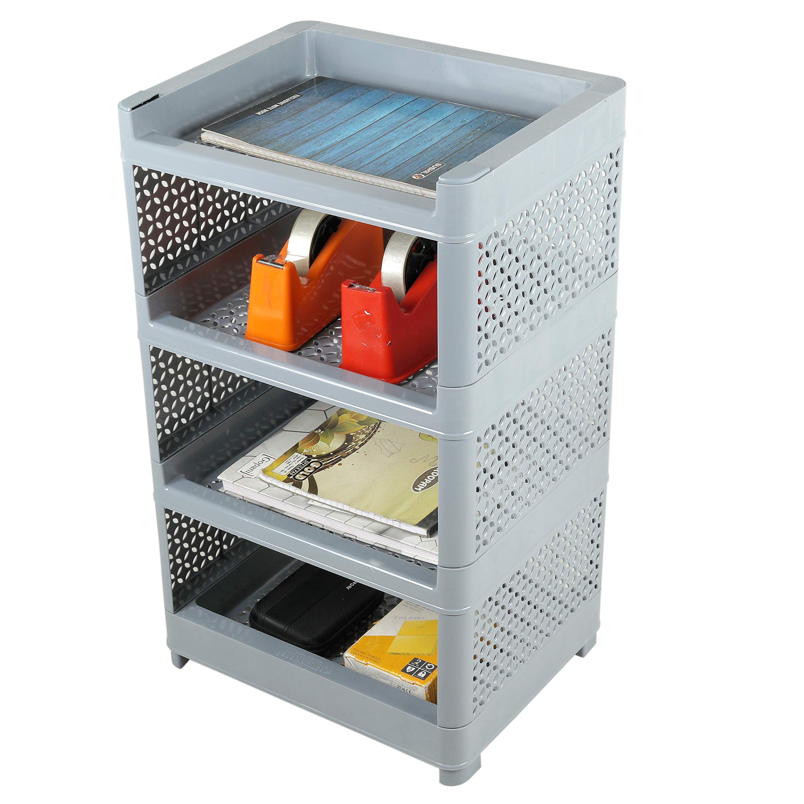 SHOPPING&MART Book Storage Display Rack Shelf Cabinet Unit Organizer for Living Room, Bed Room, Study Room (Grey Color)-image-11