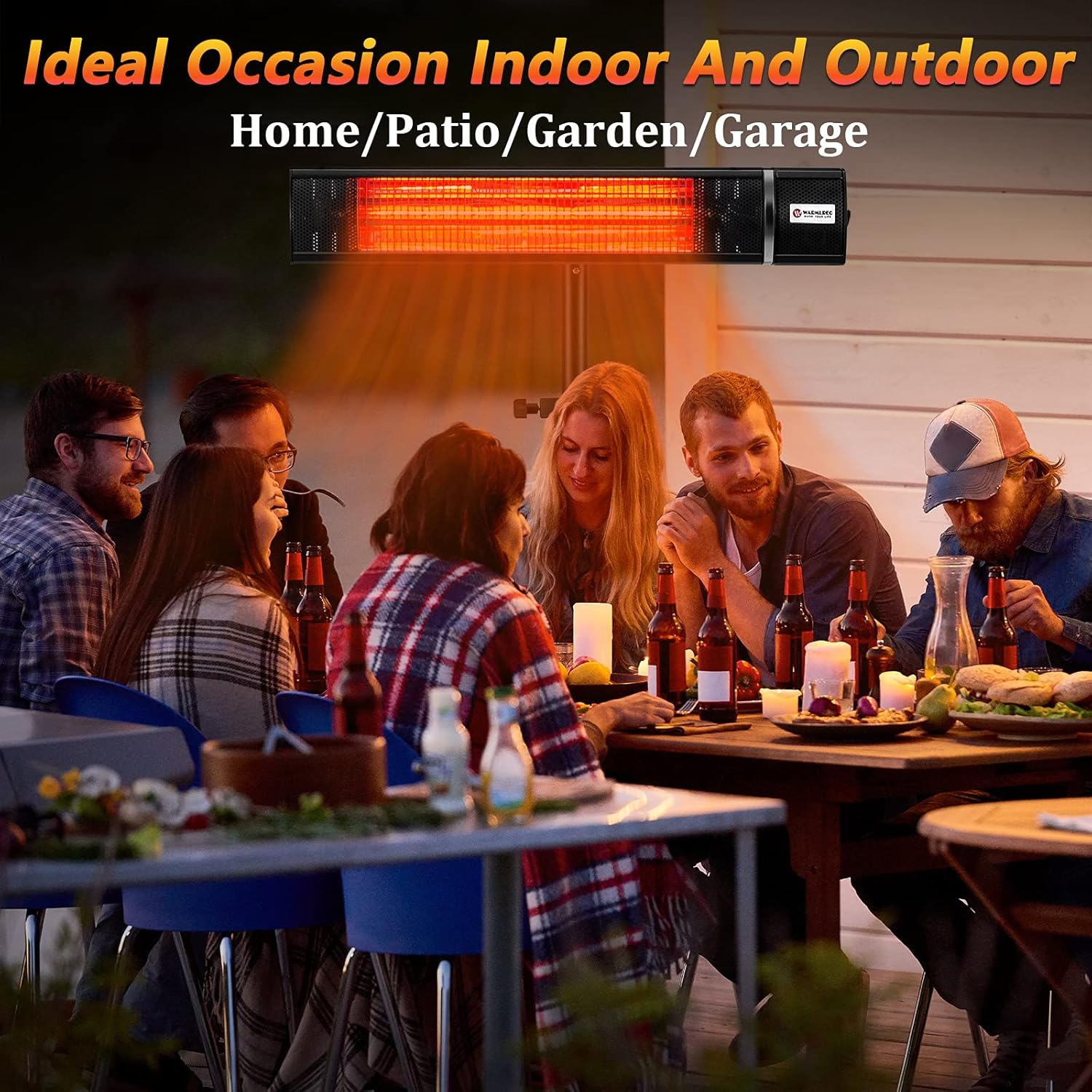 WARMLREC Infrared Patio Heater Electric Portable 1500W Adjustable Tripod Indoor/Outdoor Golden Tube Heater : Patio, Lawn & Garden