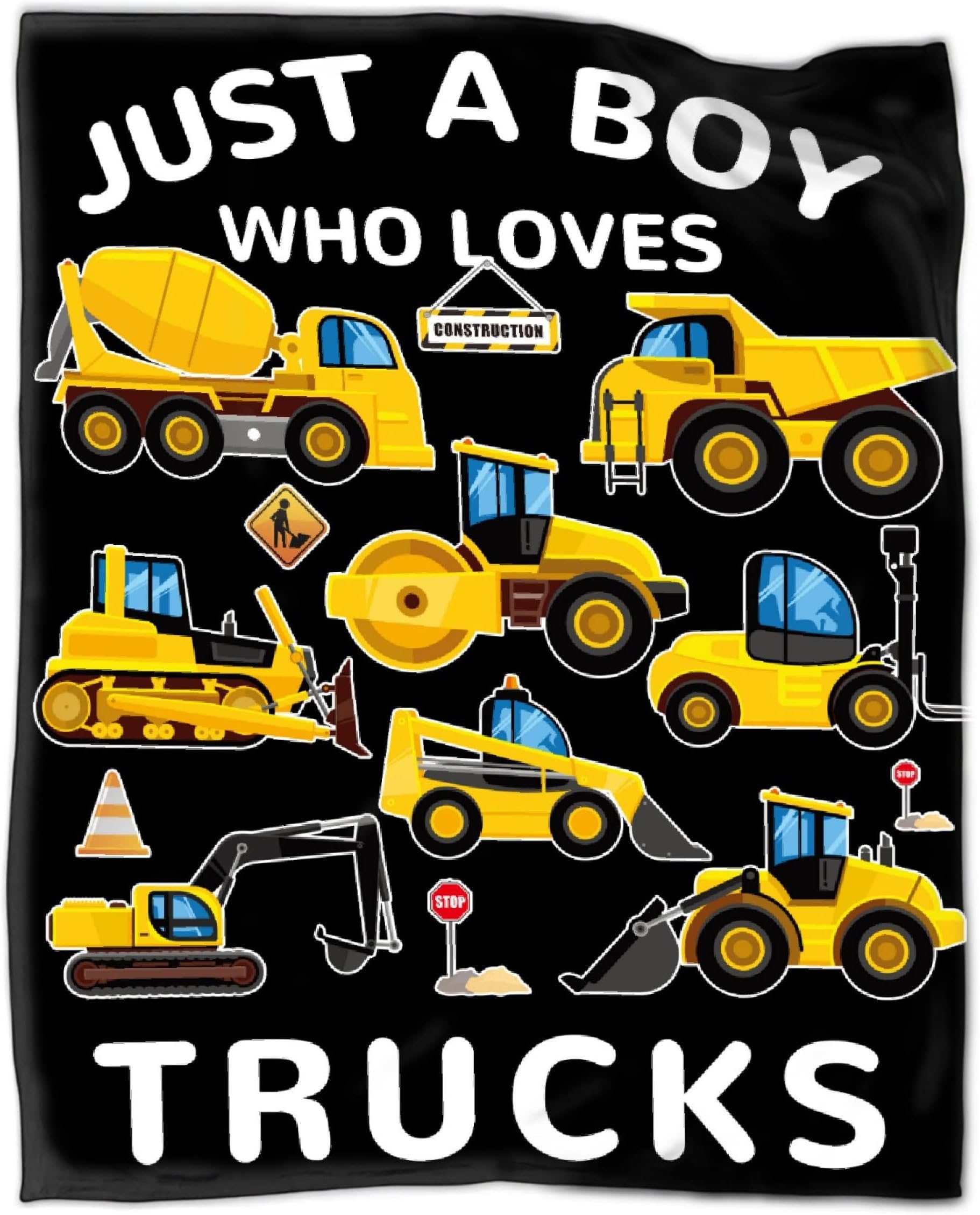 AnydiaAnydia Truck Blanket Gifts 40 x 50 Inch for Kid,Just A Boy Who Loves Trucks Throw Blanket Fannel,Fleece Super Soft Travel Throw Blanket for Bed Couch Sofa