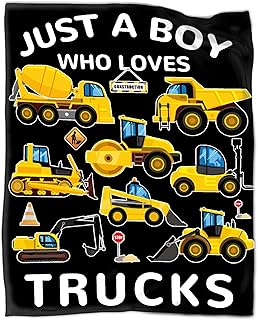 Truck Blanket Gifts 40 x 50 Inch for Kid,Just A Boy Who Loves Trucks Throw Blanket Fannel,Fleece Super Soft Travel Throw Blanket for Bed Couch Sofa