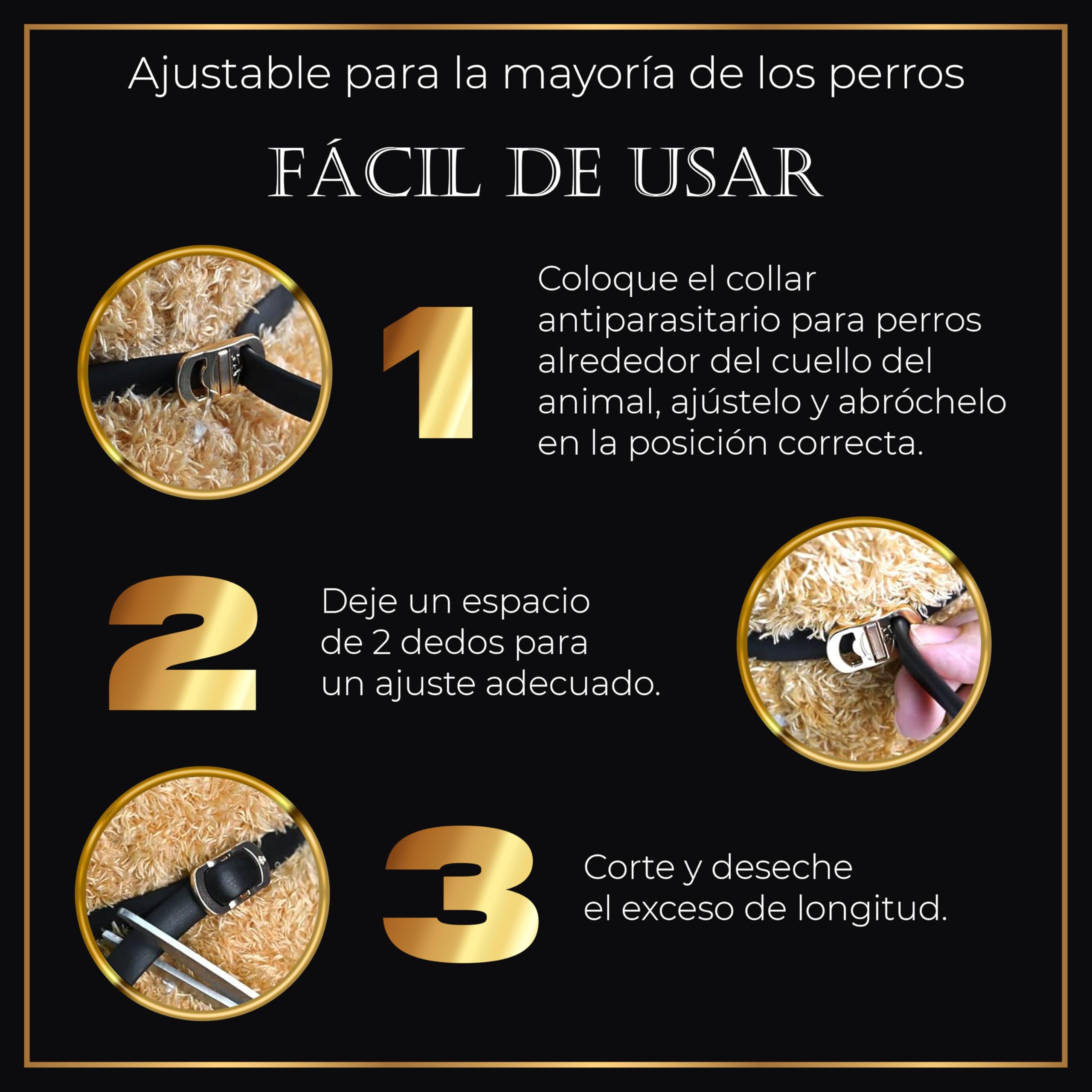 Pack 4 Collares Antiparasitarios para Perros, 24 Meses de Protección contra Pulgas, Garrapatas y Mosquitos - 100% Natural, Impermeable, Ajustable, para Todos los Tamaños. — view 4