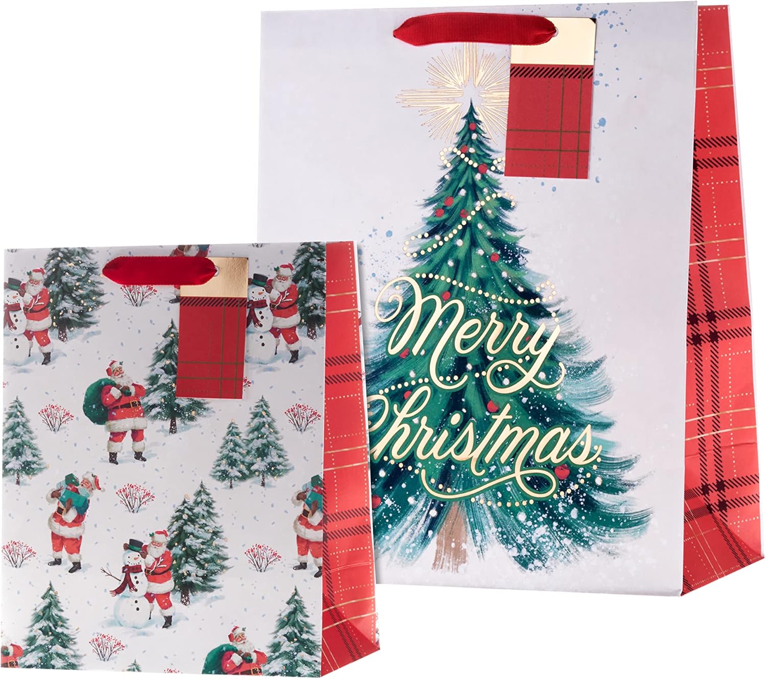 Hallmark Gift Bags, Gift Bags for Presents, Pack of 2, Red Tartan