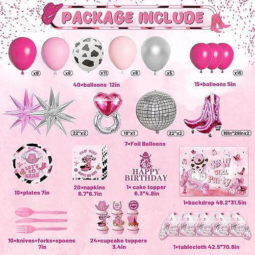 Miniatura 2 de 149 decoraciones de fiesta de cumpleaños de vaquera, adecuadas para 10 invitados, decoraciones de fiesta de vaquera que incluyen adornos para