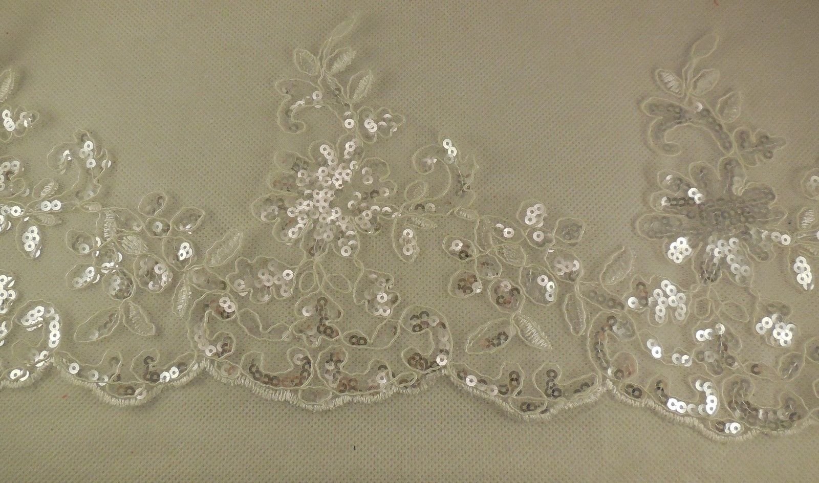 craftuneed red or blue or black or ivory floral sequined lace trim sequins tulle dress lace trim Per Yard 90cm FREE UK PP Fast Dispatch (XL13e) (ivory)