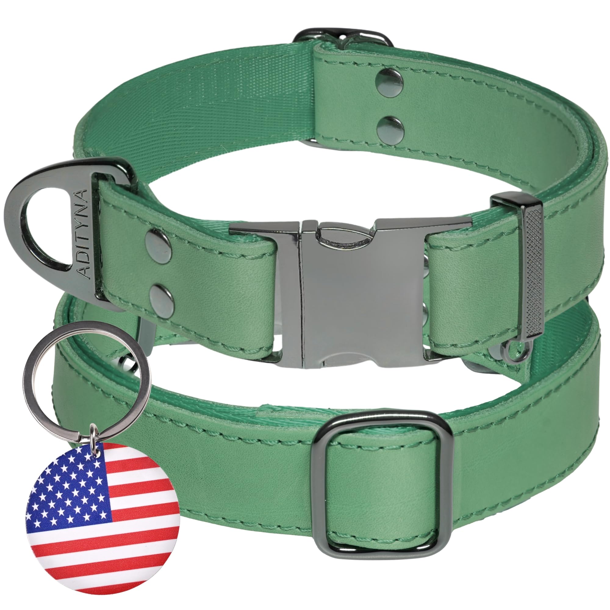ADITYNA Leather Dog Collar for Large &amp; Extra Large Dogs, Adjustable 19-30"