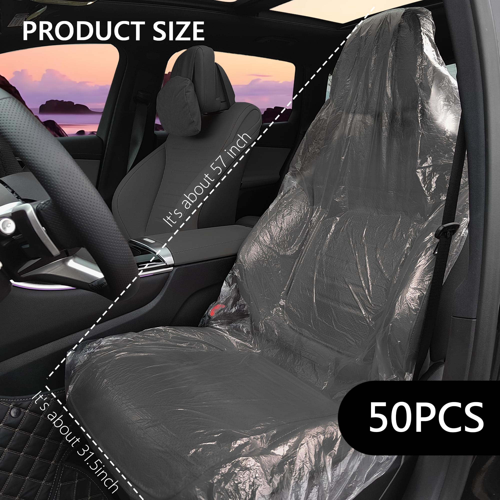 carleef 50PCS Disposable Car Seat Covers Provide Temporary  Protection,Plastic Seat Covers for Cars Keep Car Interior Tidy,Universal  Car Accessories