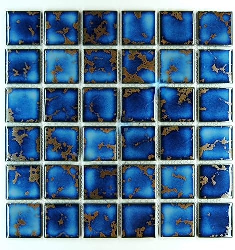 Tenedos Azulejo de mosaico de porcelana con patrón cuadrado azul calacatta de 2 x 2 de alta calidad para cocina, azulejos de piscina, ducha de baño,