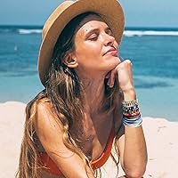 Vista 35 de 18 Pcs Boho Surfer Beach Bracelet Ankle Adjustable Beaded Anklets, Handmade Hippie Braided Bracelets Waterproof, String Rope Ankle Bracelets for Men