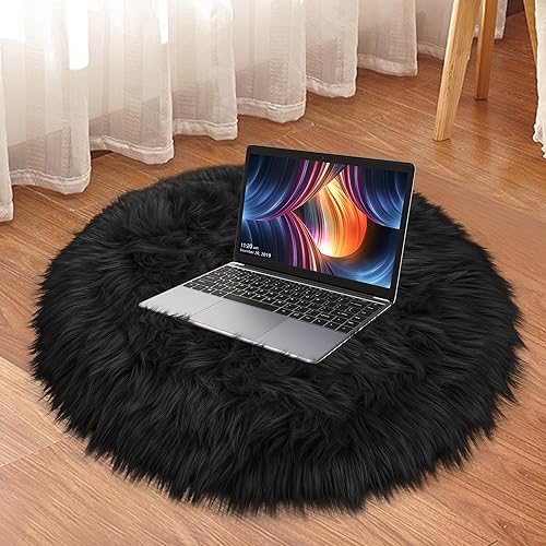 Miniatura 7 de TENNOLA Pink Fur Rug, 4X4 Ft Fuzzy Pink Rug, Fluffy Circle Rugs for Kid's Room Pink Round Rug Cute Rugs for Bedroom Nursery Room Shaggy Circle Rug