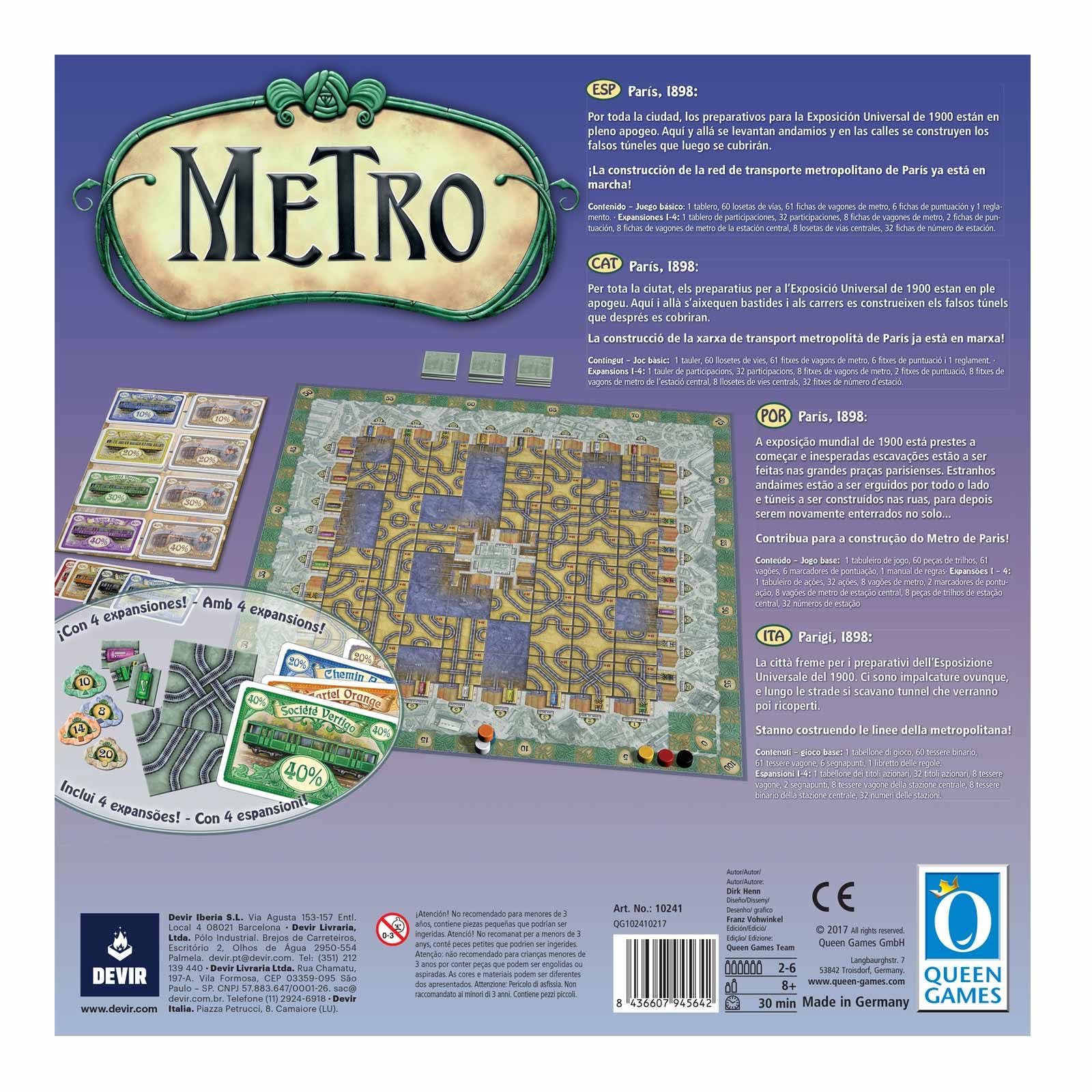 Devir - Metro, gioco familiare, gioco da tavolo, set da 8 anni