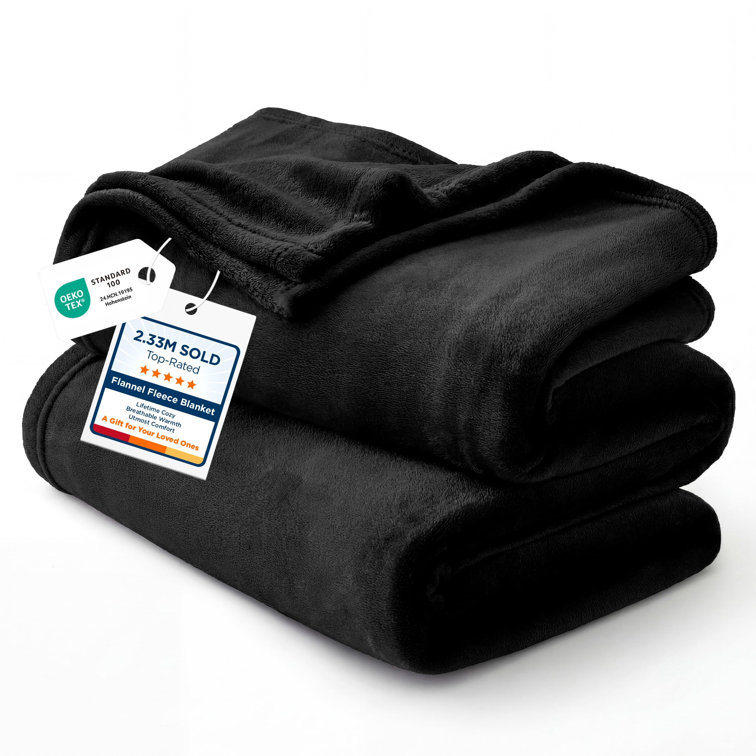 Bedsure GentleSoft Fleece Blankets Queen Size Black - Bed Blanket Soft Lightweight Plush Fuzzy Cozy Luxury Microfiber, 90x90 inches