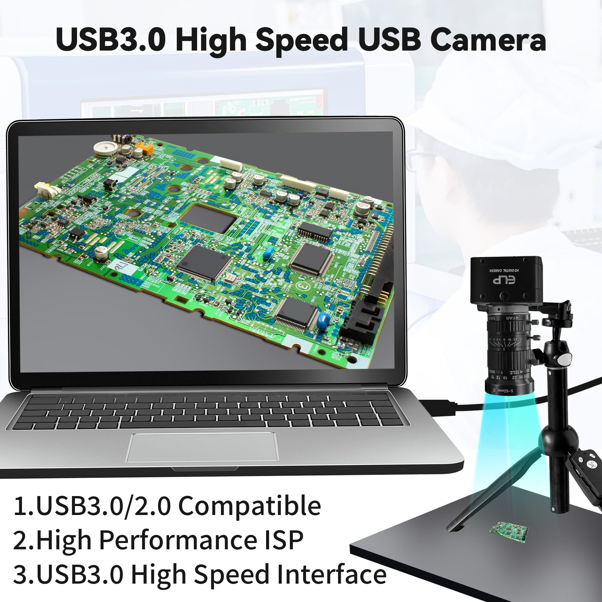 Amazon.co.jp: ELP 20MP USB3.0産業用カメラ、4K UHD 3840P 30fps高