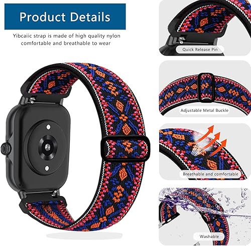 Miniatura 3 de Paquete de 4 correas elásticas de nailon para reloj AMAZ FIT GTS 3/2e/4 Mini/Bip U Pro/S Lite/Bip 3 Pro para mujeres y hombres