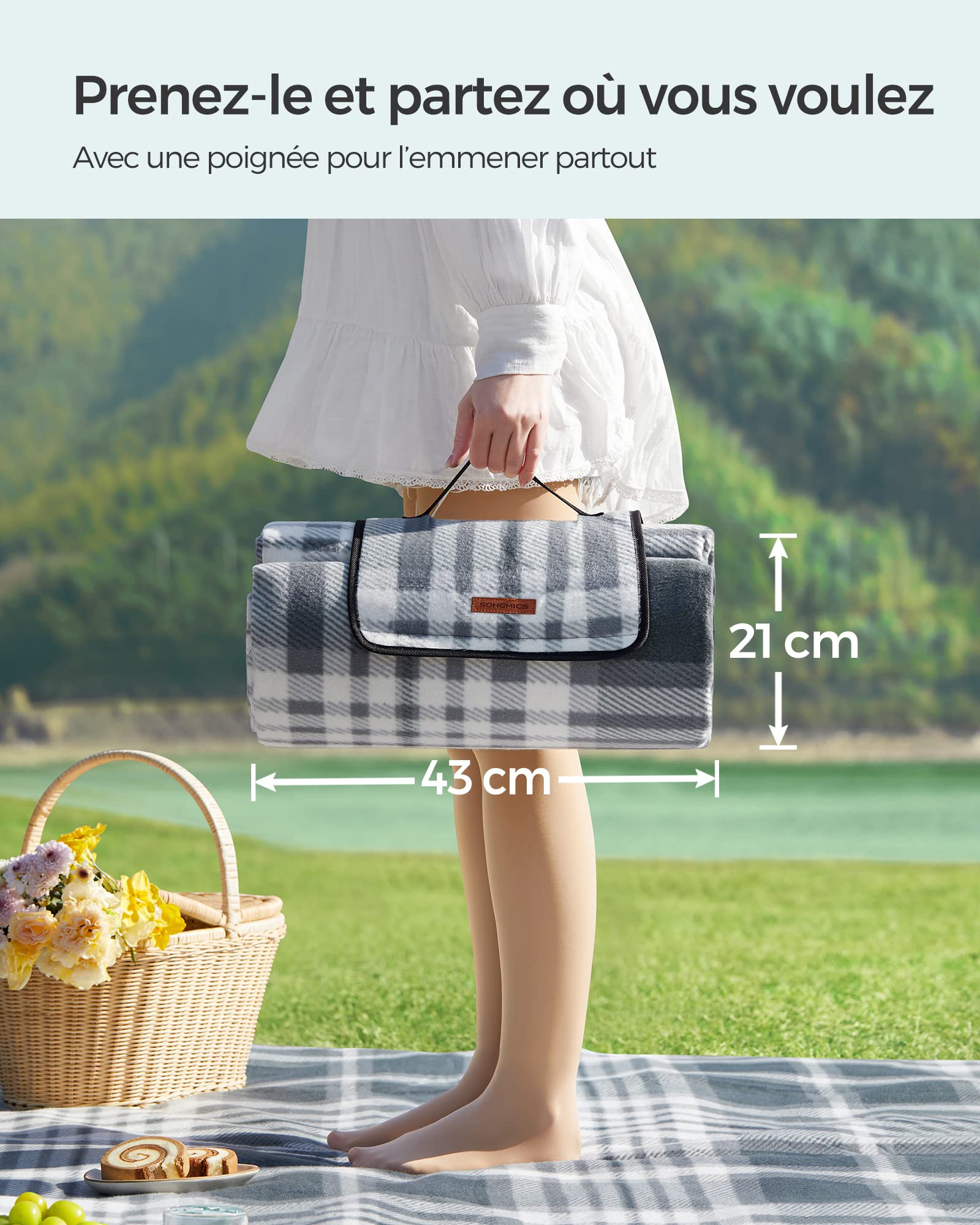 Tapis De Sol Léger Et Imperméable Pour Pique-nique, Plage, Camping - Taille M 110x150 Cm - Nylon, Pliable, Avec Piquets Inclus