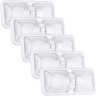 RV 12V 1100 Lumen LED RV Lights Interior Ceiling Double Dome Light Frosted with ON/Off Switch for RV/Trailer/Camper/Truck/Van/Boat/Car(Natural White 4000-4500K)(5-Pack)