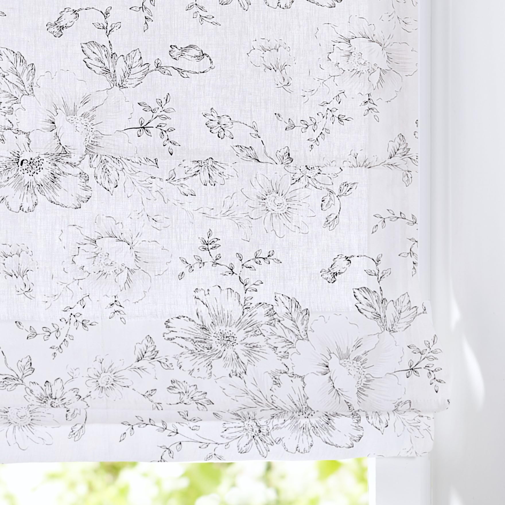 KUTTI Store enrouleur à œillets Joy avec motif floral opaque, avec crochets sans perçage, dimensions 60 x 130 cm