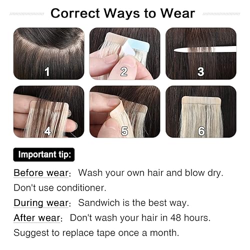 Miniatura 5 de SUYYA - Extensiones de cabello humano adhesivas extensiones de cabello adhesivas, invisibles, lacias y sin costuras 20 unidades de 1.76 onzas, 18
