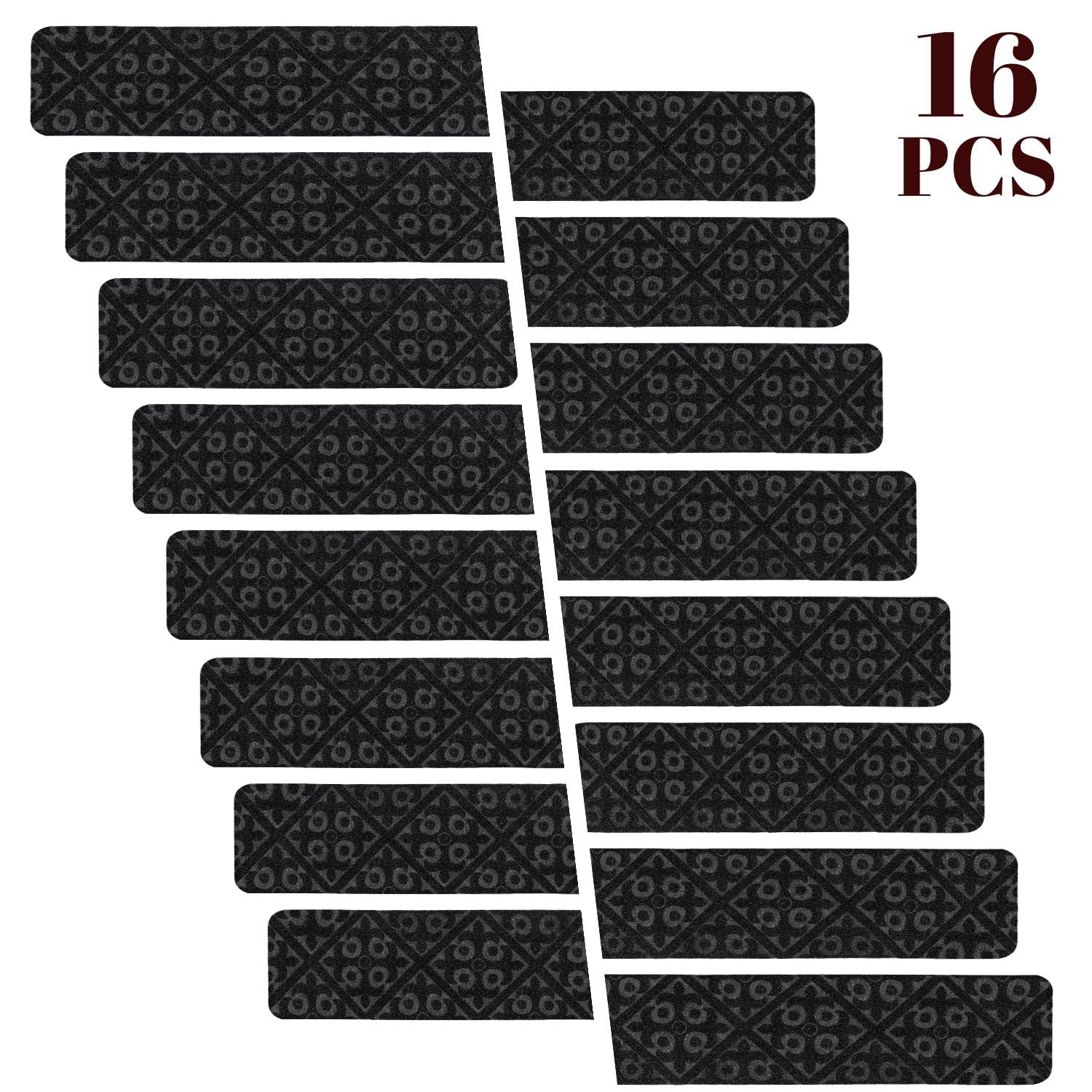 Wotoban Stair Treads Carpet Non Slip Indoor Set of 16 Carpet Stair Treads 8" X 30" Stair Rugs Mats Runners Safety Slip Resistant for Kids, Elders and Dogs, Black
