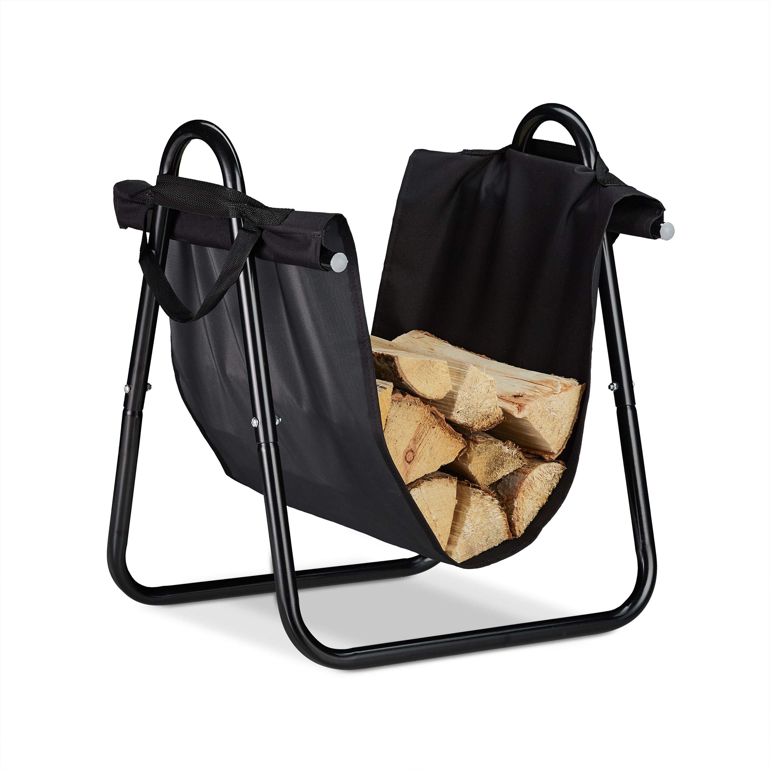 Buy Relaxdays Firewood Basket with Carry Bag, Large Firewood Basket