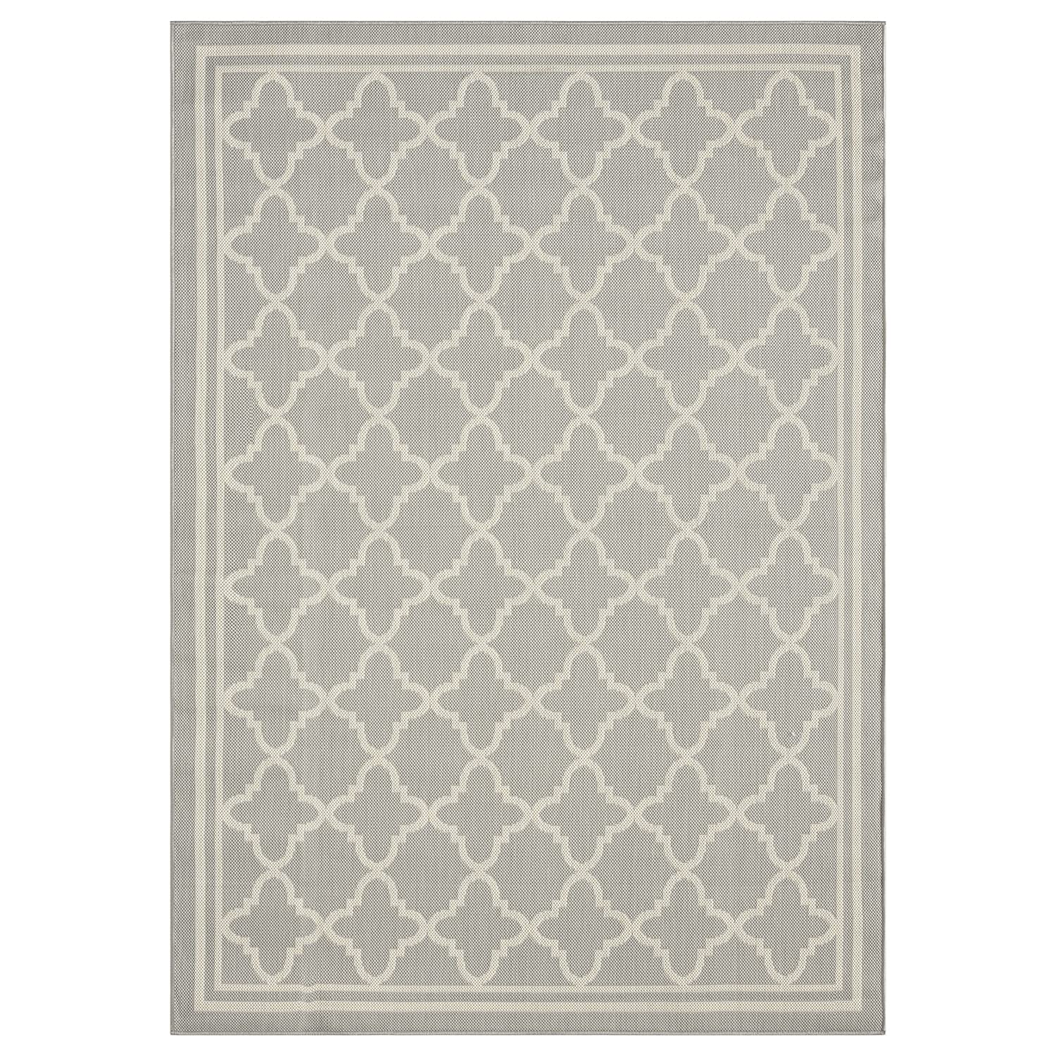 VIMODA Tappeto per interni ed esterni, tessuto piatto, per terrazzo, balcone, giardino d'inverno, robusto, design marocchino, colore beige, misure: 140 x 200 cm