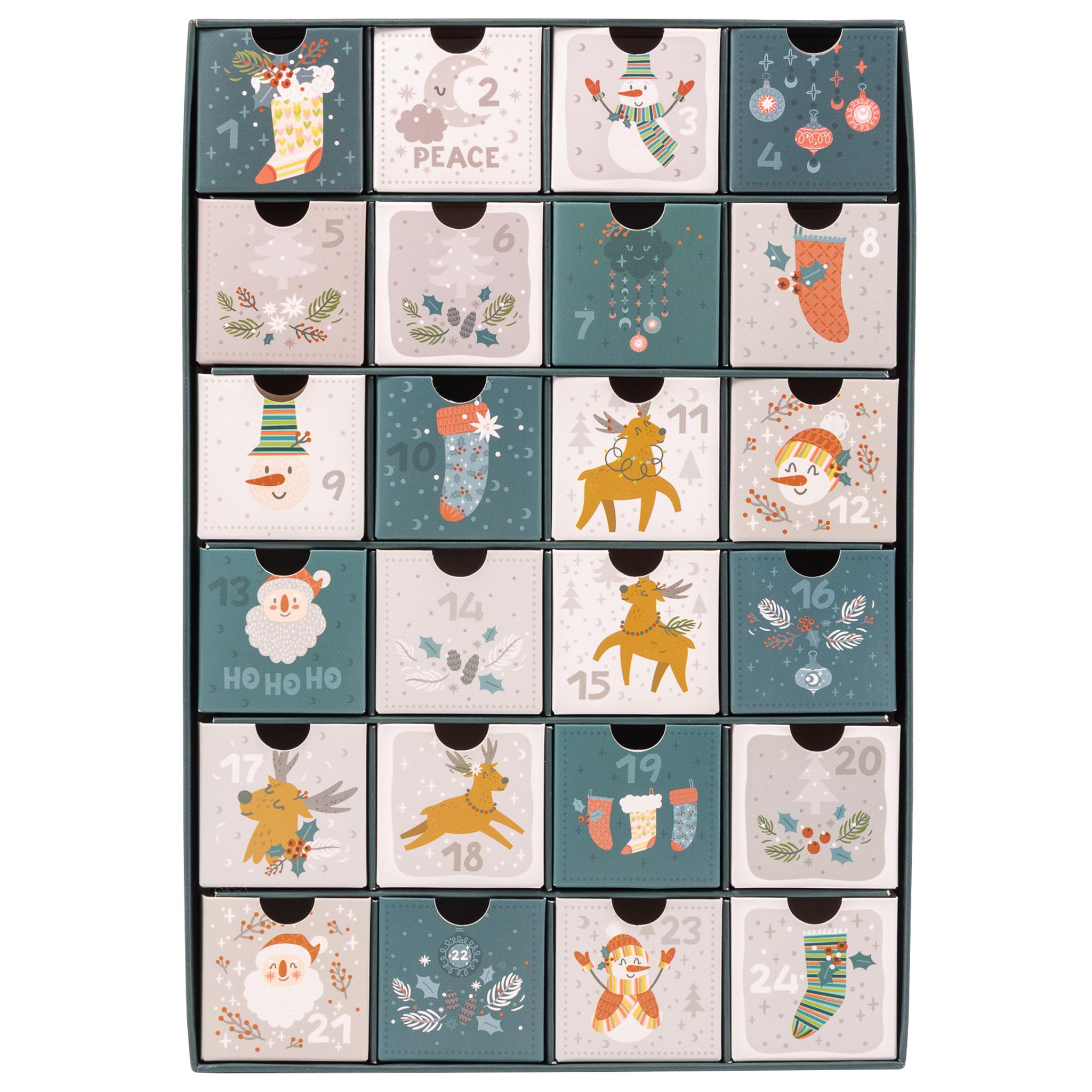 Fill Your Own Advent Calendar 24 Days Reusable 1-24 Empty Drawers for Christmas Countdown (Bottle Green) - Image 3