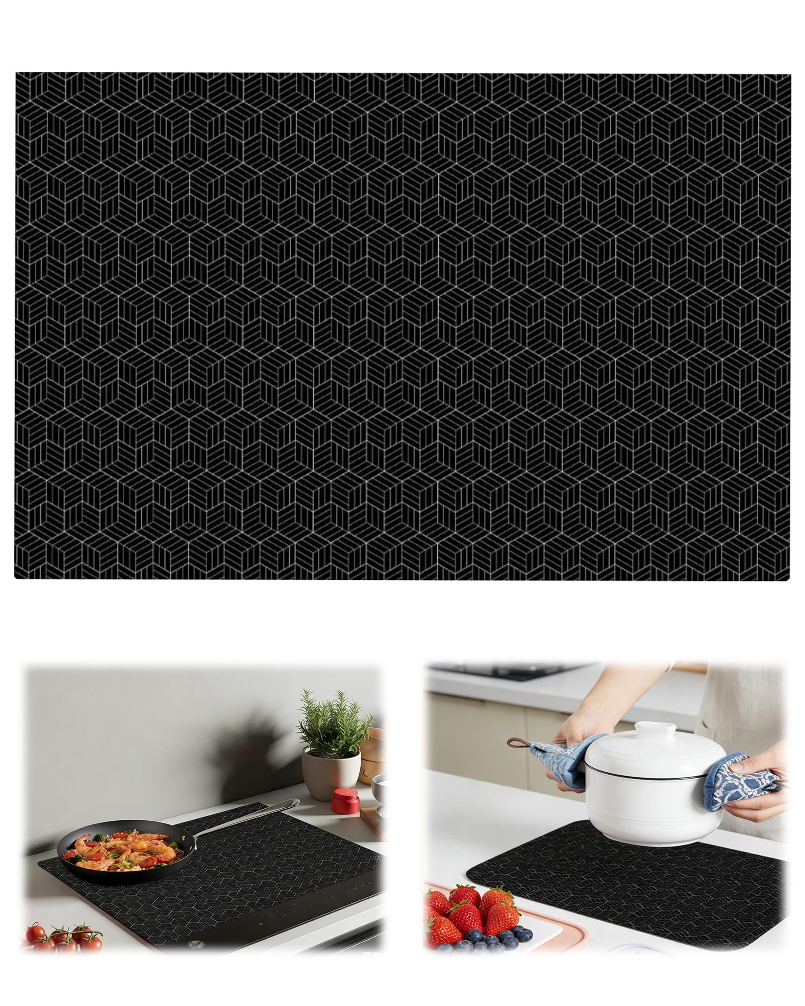 Alfombrilla Protectora para Cocina de Inducción, Silicona, 52 * 78 cm, Antideslizante y Antirayaduras, Resistente al Calor, Protector de Placa de Induccion, para Cocinas Inducción Microondas