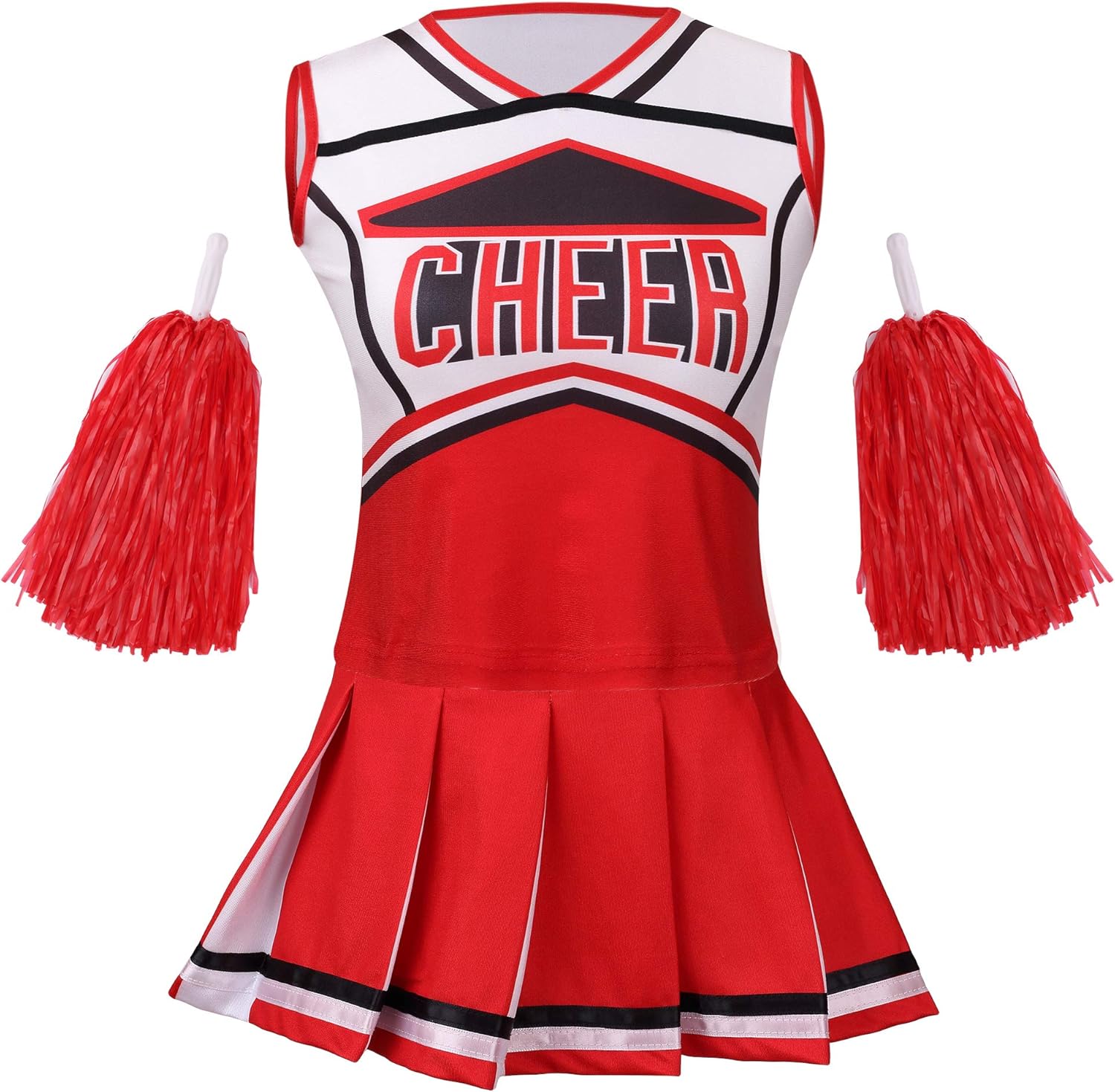 yolsun Cheerleader Costume for Girls, Kids Cheerleading Outfit, Child High School Cheer Leader Dress Up Halloween Party