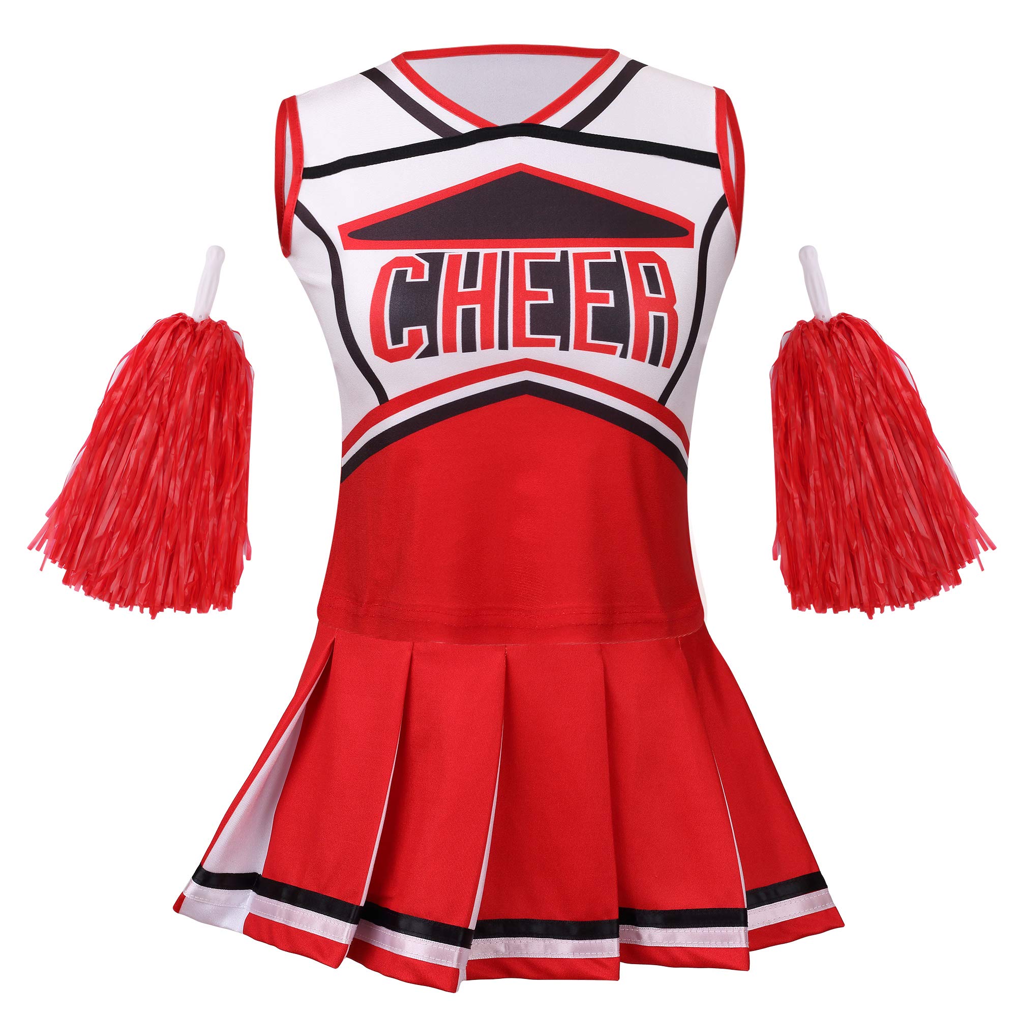 yolsun Cheerleader Costume for Girls, Kids Cheerleading Outfit, Child High School Cheer Leader Dress Up Halloween Party