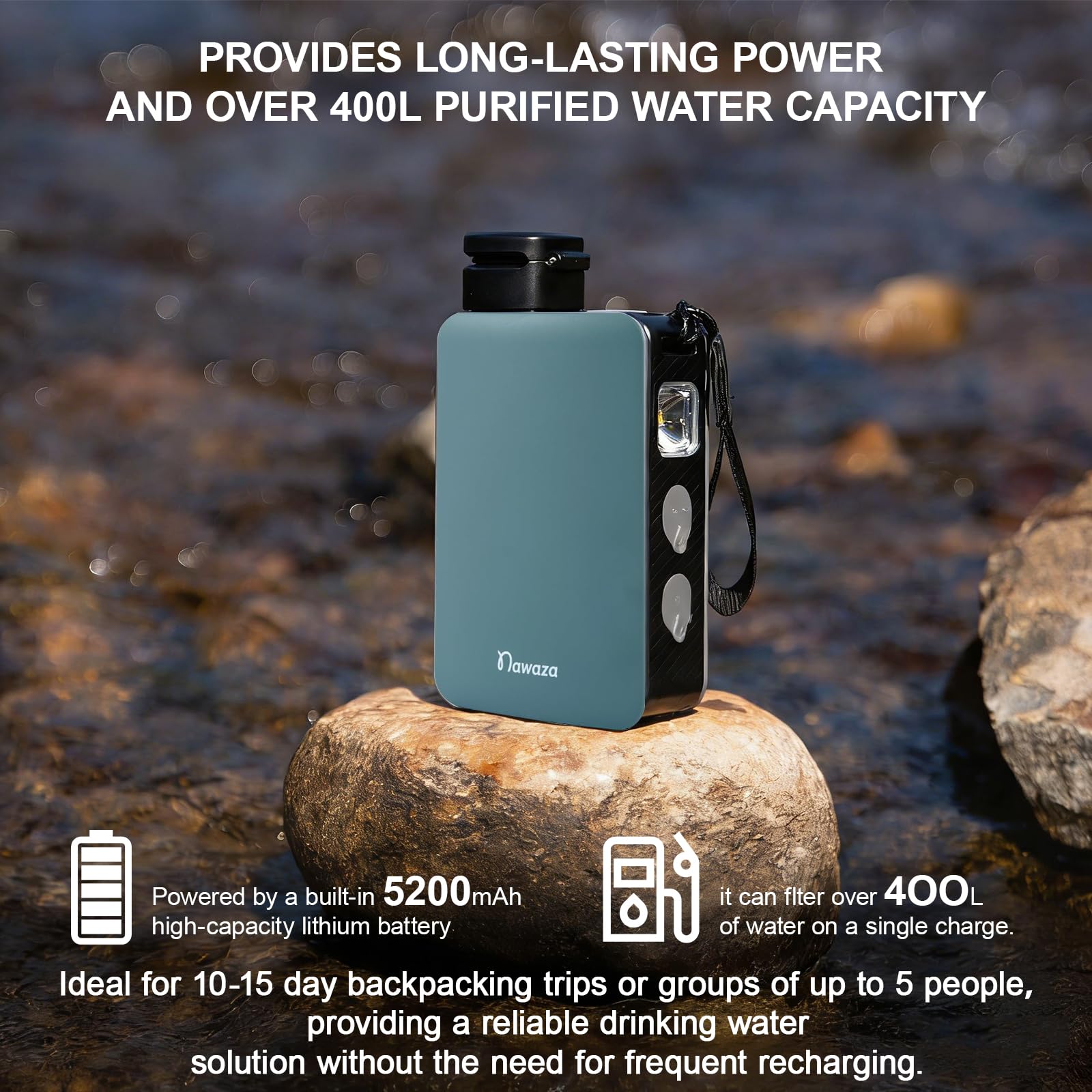 Pompa elettrica portatile con filtro dell'acqua, 0,01 micron, purificatore d'acqua da campeggio all'aperto, sistema di filtrazione dell'acqua, sopravvivenza per escursioni, campeggio, viaggi ed