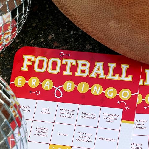 Miniatura 9 de Big Dot of Happiness in My Football Era - Tarjetas de bingo y marcadores - Juego de bingo de fiesta deportiva roja y dorada - Juego de 18