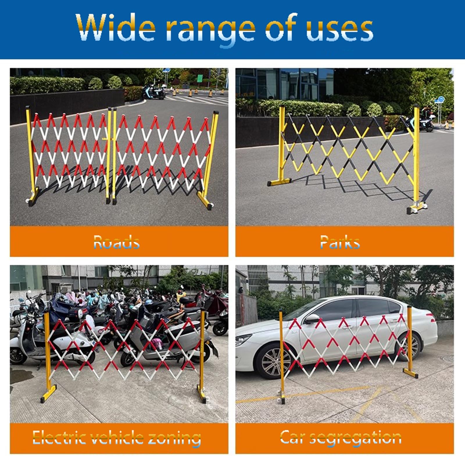Genérico Valla de Seguridad retráctil para Obras - Barrera de Control de multitudes Extensible roja y Blanca con polea para Carreteras, escuelas y centros comerciales - Barricada de tráfico portátil