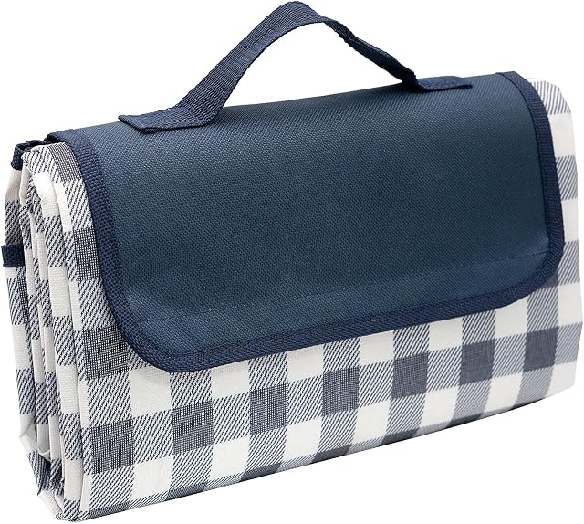 Pelle & Sol 200x140CM Picnic Blanket with Carrying Handle | Waterproof and Sand proof Outdoor Beach Blanket | Machine Washable Picnic Mat Camping Accessories for Outdoor Activities (Blue)