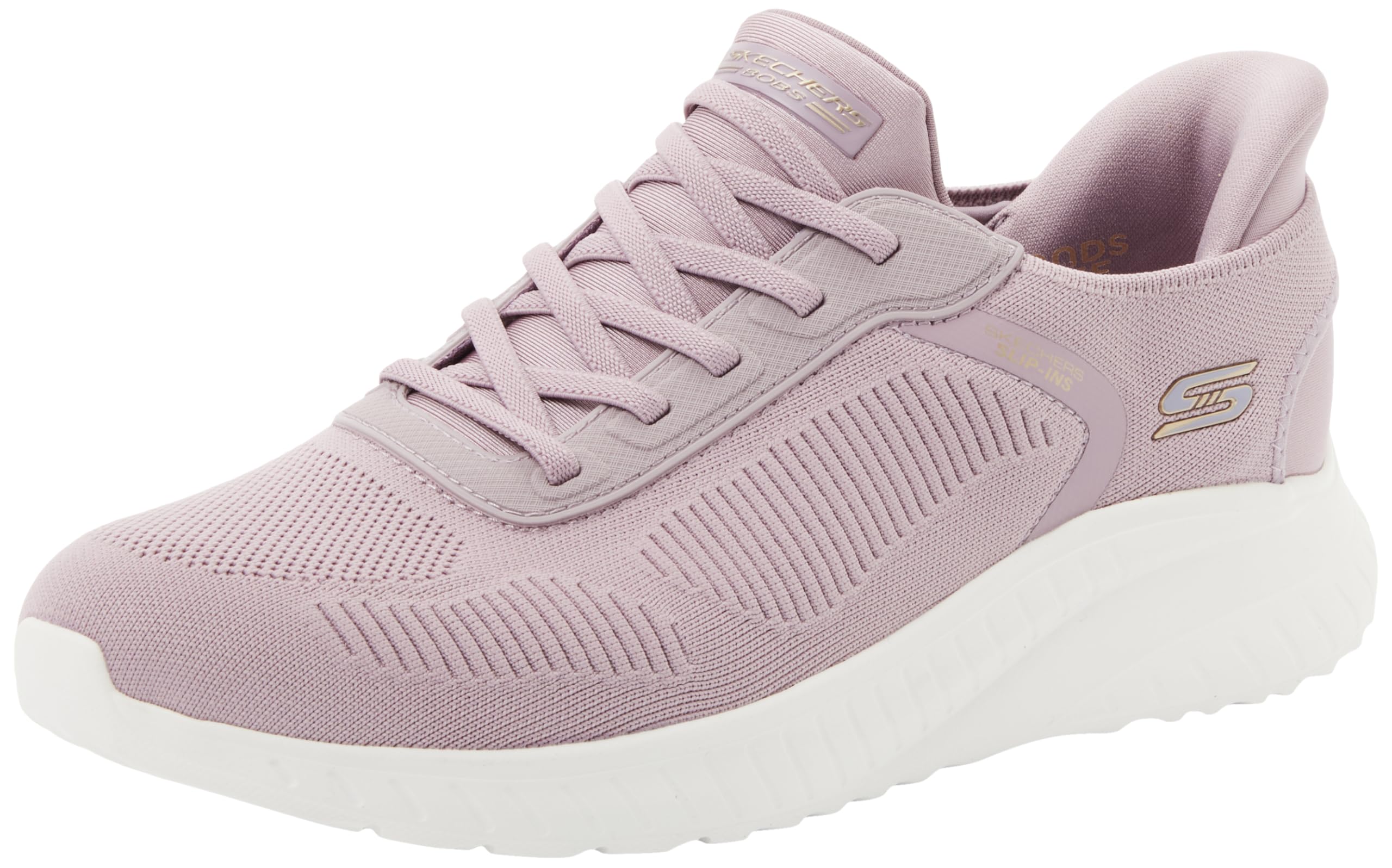 Skechers Women's Bobs Squad Chaos Current Muse Sneaker, Lavender Textile, 4.5 UK