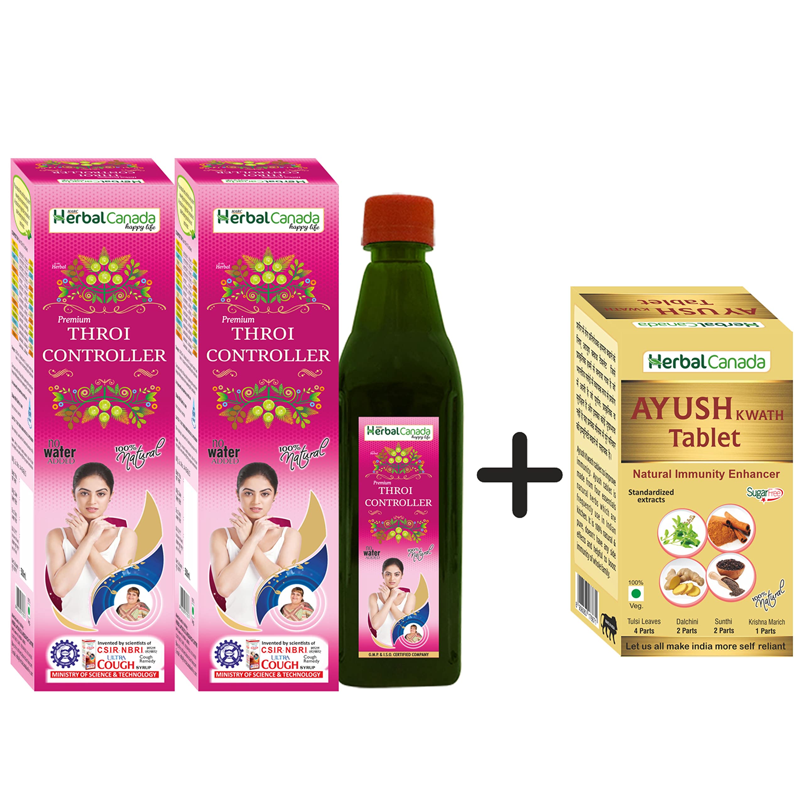 HARC Herbal Canada Thyroide Controller (Pack of 2)|Get Ayush Kwath Tab Free of worth 200rs| 500Ml | 100% Ayurvedic