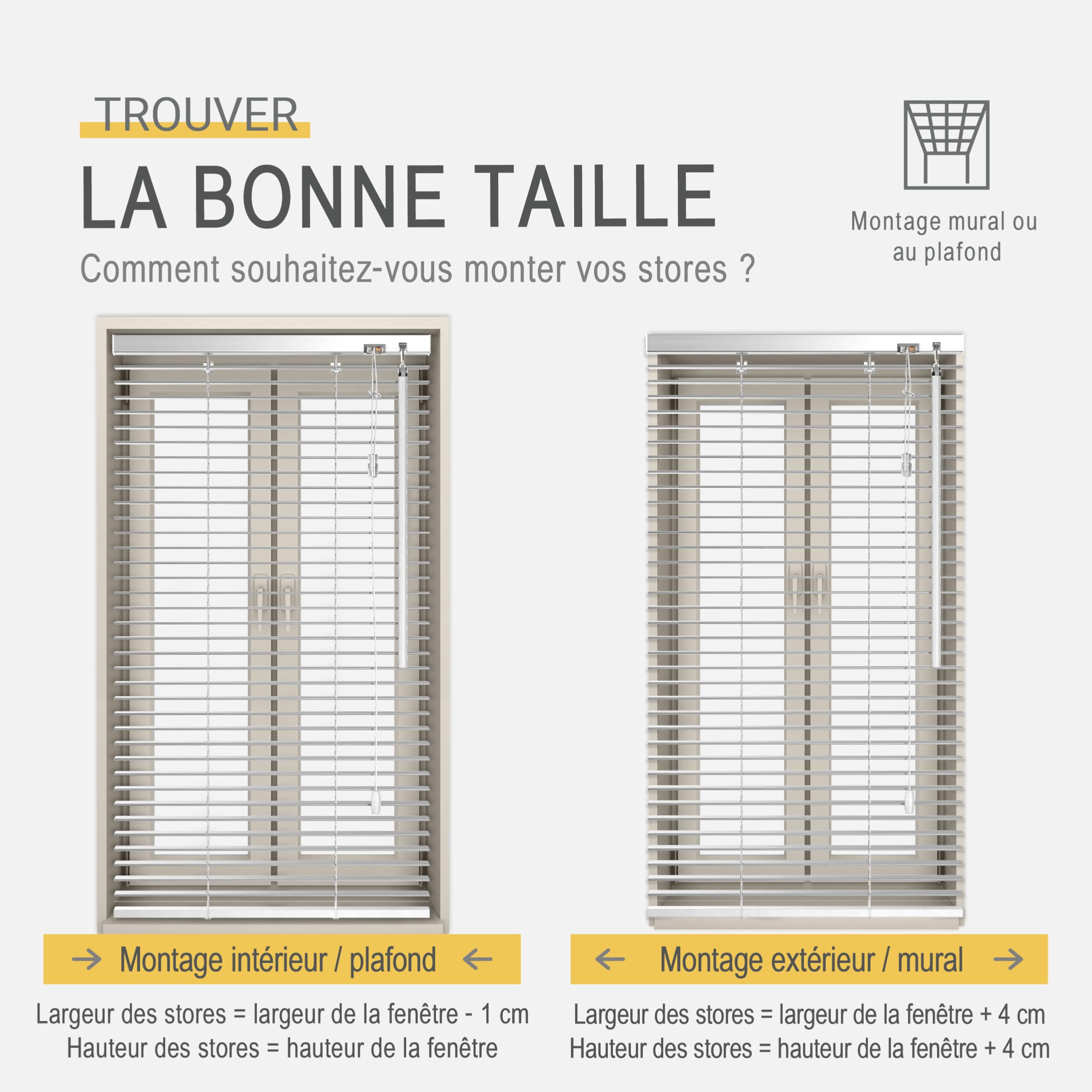 Sol Royal Store Venitien 90x160 cm JH3 – Store Venitien Bois à Lamelles Écologiques Blanc – Stores Vénitiens intérieurs pour Fenêtres et Portes