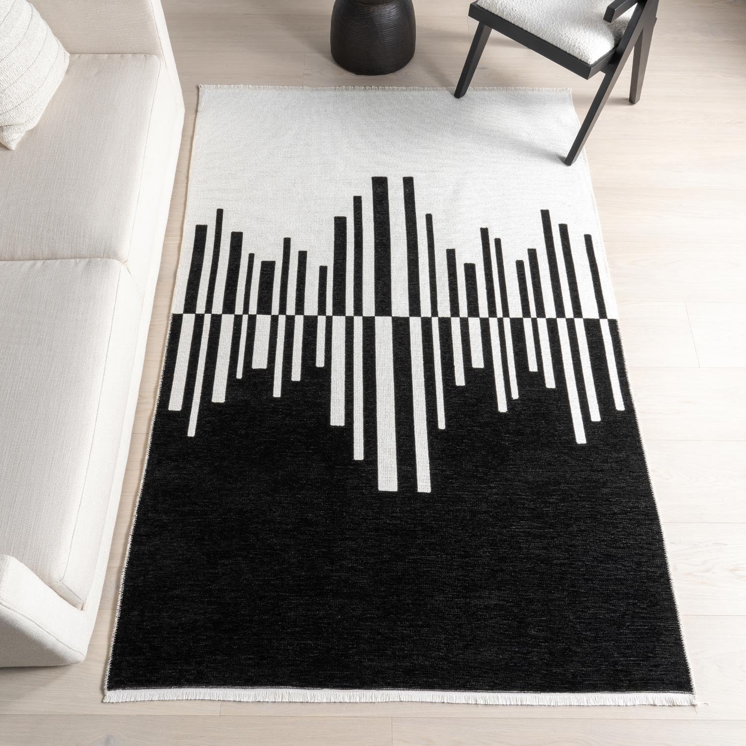 Nuloom Versa Olea Black/Cream, 5' x 8', Abstract, Soft and Cozy, High Traffic, Stain Resistant, Easy Clean, Durable, Reversible, Machine Washable Area Rug for Bedroom, Living Room, Dining, Den, Foyer
