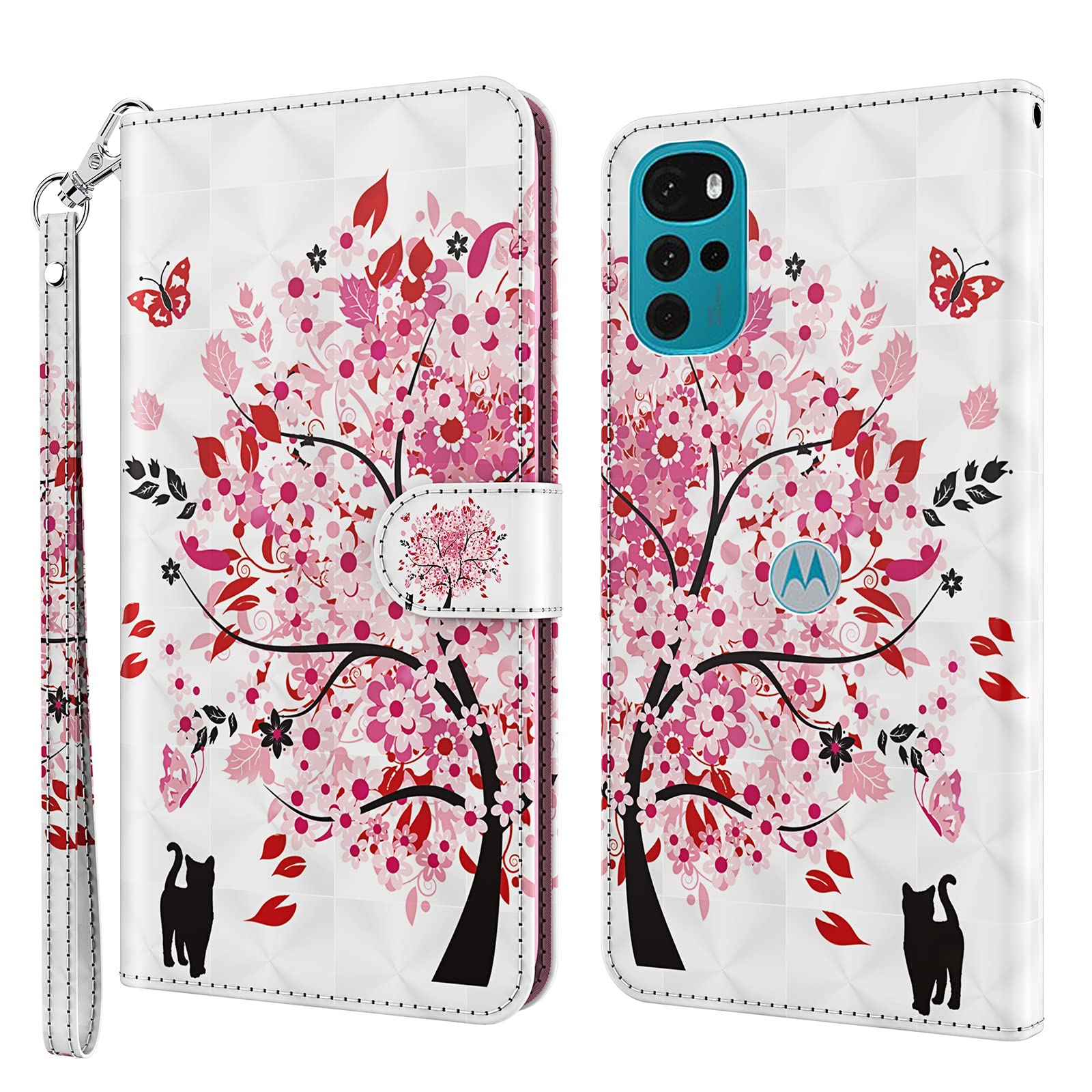 Adolasx Cover Compatibile per Motorola Moto G22/E32/E32S Pelle Silicone Portafoglio Magnetica con Disegni Motivo Animale Flip Custodia Antiurto Resistente Libro Case Donna Uomo - Blu