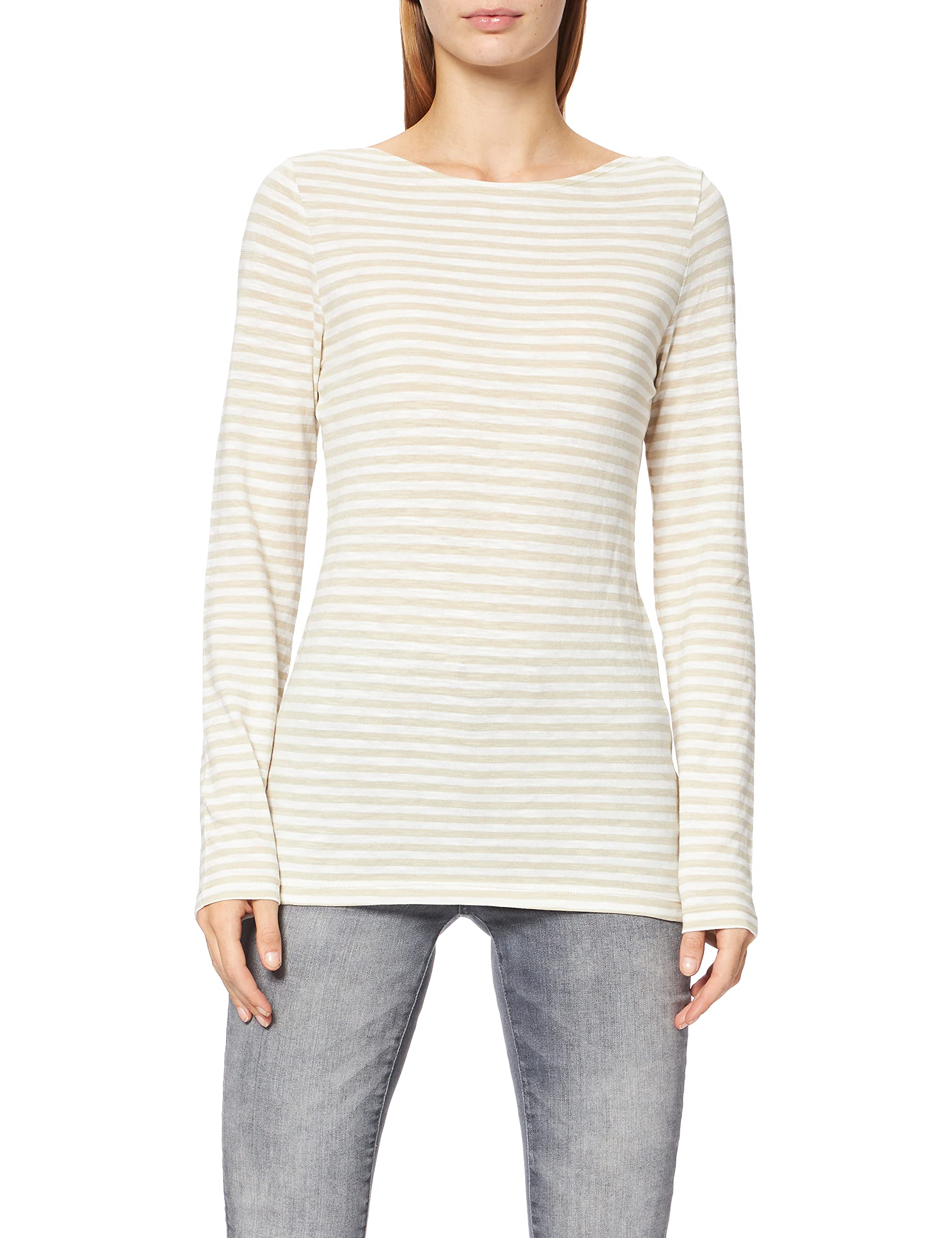 Marc O'Polo Damen Langarmshirt mit U-Boot-Ausschnitt gestreift