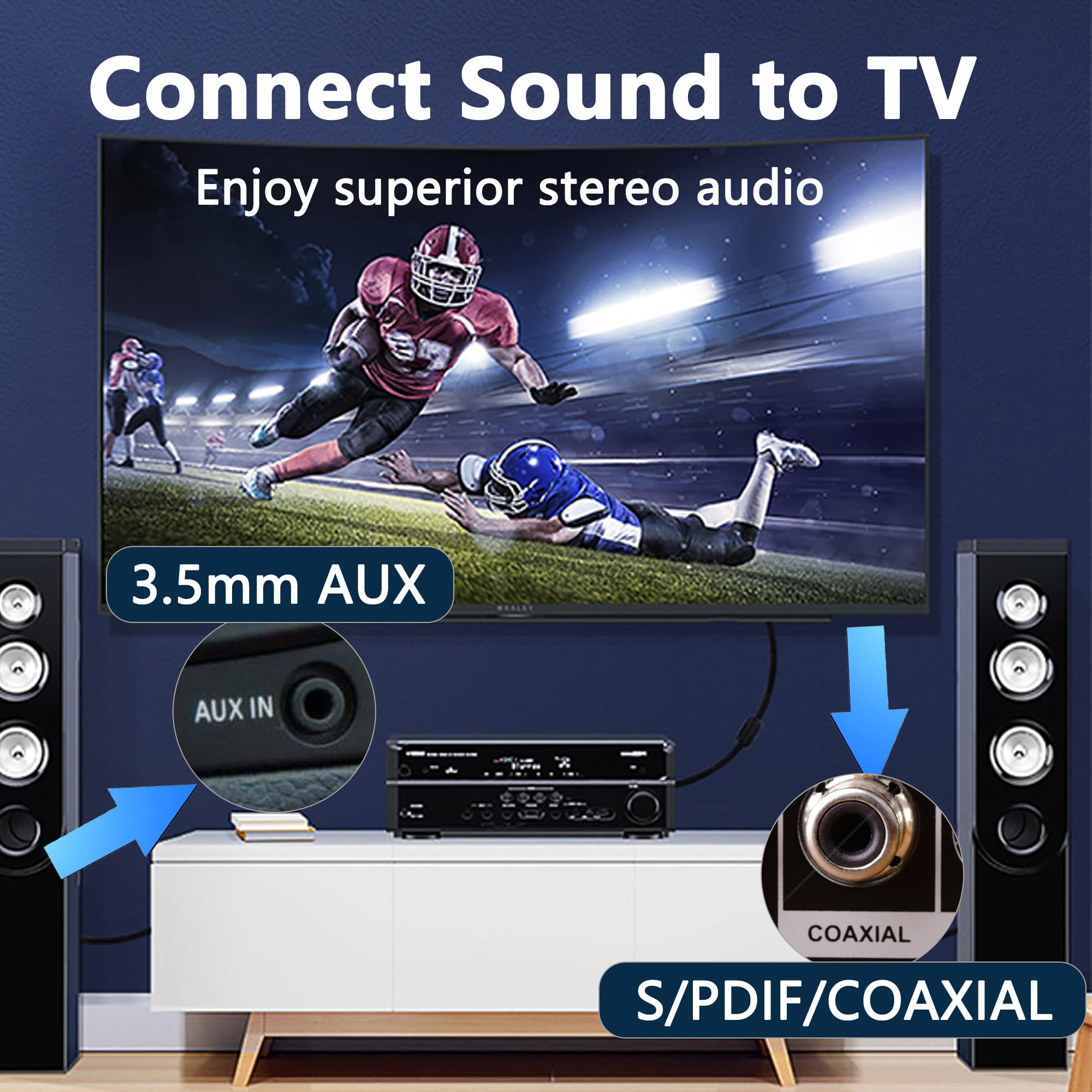 Câble audio stéréo coaxial numérique RCA vers femelle 3,5 mm avec interface USB, pour lecteur Blu-ray, décodeurs, PS4, haut-parleur, amplificateur, TV - 0,2 m