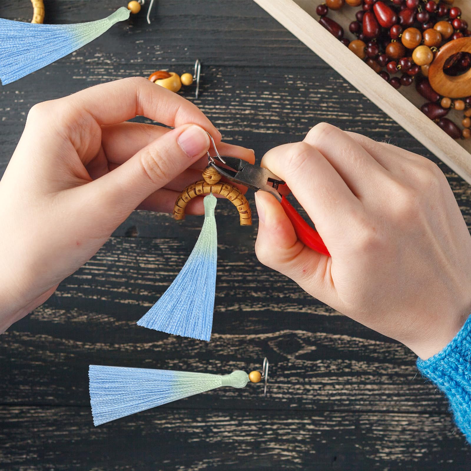 50PCS Mini Silk Tassel for Craft DIY Bookmark Cute Jewellery Making Beaded, Girl Earring, Keyring, Graduation, Small Key - Image 4