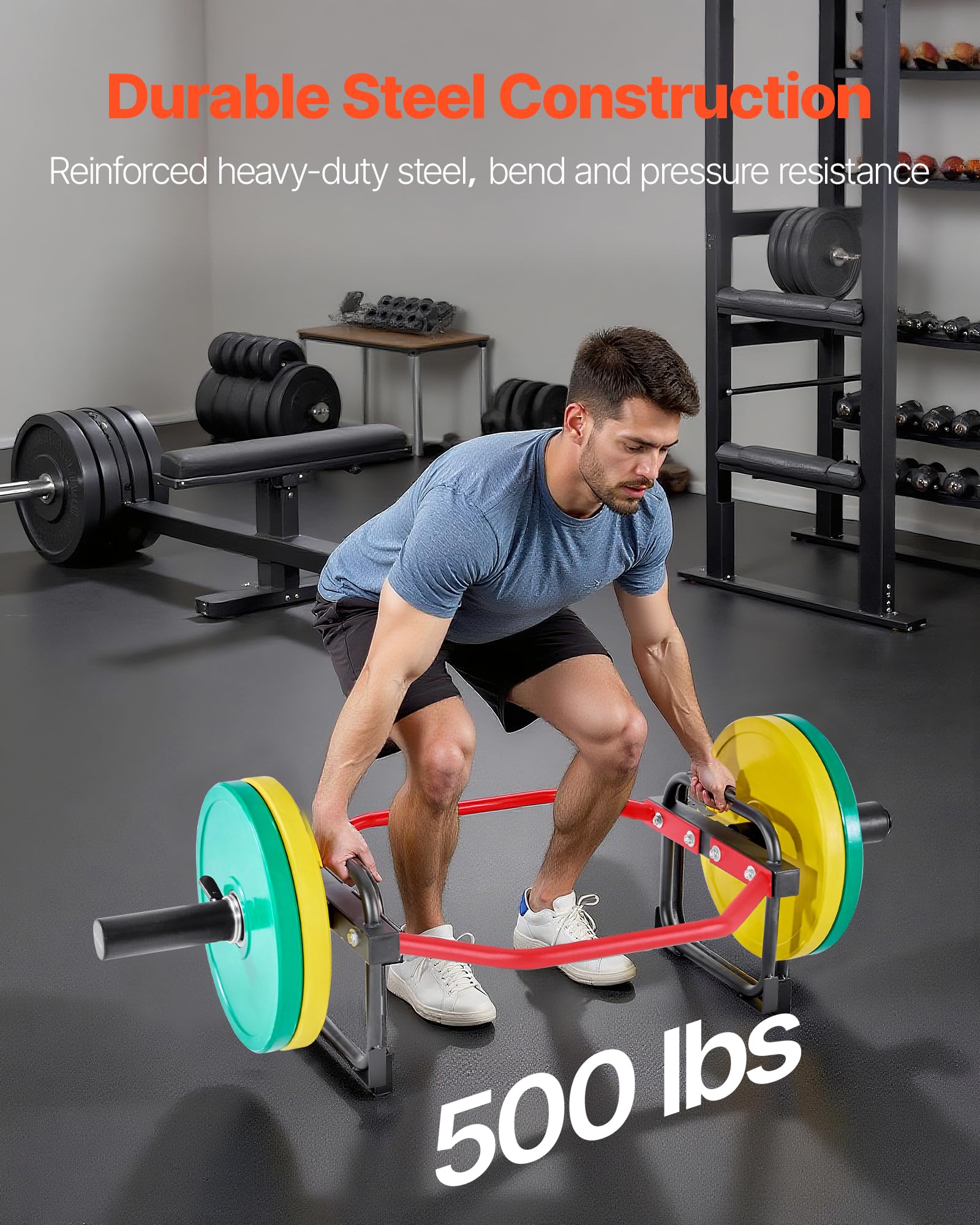 VEVOR Barra Esagonale per Allenamento Fisico per Disco da 5 cm, Trap Bar Capacità di Carico 240 kg, Barra per Allenamento Fitness per Squat, Palestra, Alzate di Spalle, Sollevamento Pesi