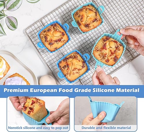 Miniatura 4 de Koluti Juego de 4 tazas cuadradas de silicona para hornear, 2 colores