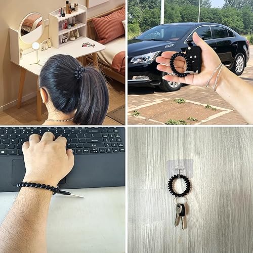 Miniatura 4 de HAMIYELL Llavero de resorte de bobina de muñeca de plástico Llavero espiral estirable Llaveros Llaveros de muñeca